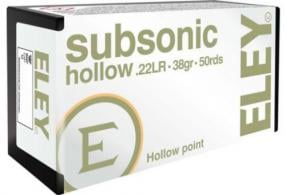 Eley Sub Sonic 22LR, 38gr. Hollow Point, 50rds/Box - 05400 Eley Sub Sonic 22LR, 38gr. Hollow Point, 50rds/Box - 05400