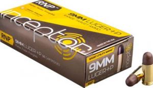 PolyCase Ammo Inceptor 9mm Luger +P 65 GR RNP 50 Bx/ 20 Cs - 9RNPBRLUGP50
