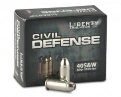 Liberty Civil Defense Hollow Point 40 S&W Ammo 60 gr 20 Round Box - LACD40012 Liberty Civil Defense Hollow Point 40 S&W Ammo 60 gr 20 Round Box - LACD40012