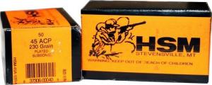 HSM Lead Round Nose 45 ACP Ammo 230 gr 50 Round Box Subsonic - 45A-12RN HSM Lead Round Nose 45 ACP Ammo 230 gr 50 Round Box Subsonic - 45A-12RN