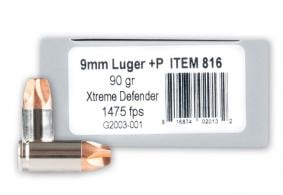 Underwood Xtreme Defender Monolithic Hollow Point 9mm+P Ammo 90 gr 20 Round Box - 816 Underwood Xtreme Defender Monolithic Hollow Point 9mm+P Ammo 90 gr 20 Round Box - 816