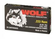 WOLF 223 55GR FMJ STEEL CASE 20RD BOX