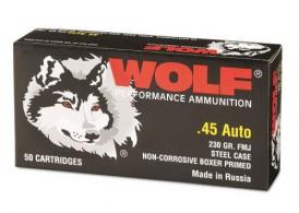 WOLF .45 ACP 230GR FMJ STEEL CASE - 45WFMJ WOLF .45 ACP 230GR FMJ STEEL CASE - 45WFMJ
