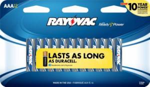 RAY-O-VAC ALKALINE BATTERY AAA12PK