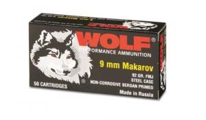 WOLF 9MM MAKOROV 92GR FMJ STEEL CAS - 918WFMJ