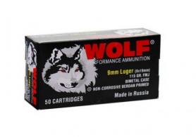 Wolf Full Metal Jacket 9mm Ammo 50 Round Box - 919WFMJ Wolf Full Metal Jacket 9mm Ammo 50 Round Box - 919WFMJ
