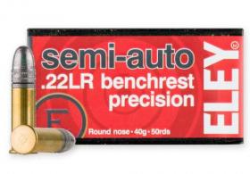Main product image for Eley Precision Lead Round Nose 22 Long Rifle Ammo 50 Round Box