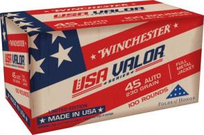 Winchester USA Valor Full Metal Jacket 45 ACP Ammo 100 Round Box - USAV45A