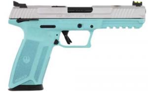 Ruger 57 5.7x28 Pistol 4.9" Barrel Silver Slide w/Turquoise Frame 20+1 Capacity - 16406