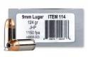 Underwood Jacketed Hollow Point 9mm Ammo 124 gr 20 Round Box