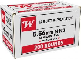 Winchester Full Metal Jacket 5.56x45mm NATO Ammo 55 gr 800 Round Box - VM193200