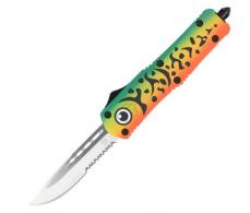 CobraTec Medium FS-3 Green Lure OTF Knife 3" Serrated Drop Point - MFLGNFS3DS