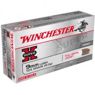 Winchester Super-X 9mm Ammo 124gr FMJ 50rd box - W9MM124