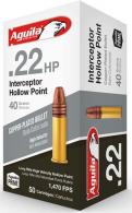 Aguila Interceptor HP .22 LR 40 Grain CPHP 1000 Rounds - Brass Casing - 1B220321 Aguila Interceptor HP .22 LR 40 Grain CPHP 1000 Rounds - Brass Casing - 1B220321