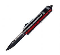 Templar Knife Full Back the Red OTF Knife 3.5" Black SS Plain Drop Point - LBTR331