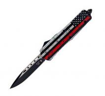 Templar Knife Full Back the Red OTF Knife 3.5" Black SS Plain Drop Point - LBTR331