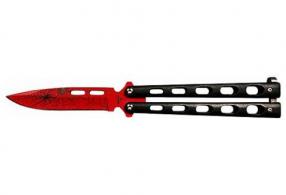 Bear & Son Butterfly Knife 3.58" Widow Series Red/Blk Spr - W115B