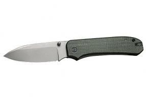 We Knife Big Banter 3.69" Grn Canvas Micarta/Gray Stonewash - WE210452