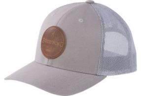 Browning Cap Batch Gray Leather Circle Patch Snapback - 308773891