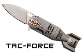 Mc Tac-force 2.25" Drop Point Folder Grey Shark Bomb/SS - TF1039GY Mc Tac-force 2.25" Drop Point Folder Grey Shark Bomb/SS - TF1039GY
