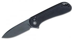 CIVIVI Knives Button Lock Elementum II Flipper Knife 2.96" Nitro-V Black Stonewashed Drop Point - C18062P1