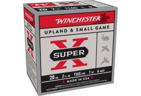 Winchester Super-x 20ga 2.75" 1165fps 1oz #6 250rd Case Lot - XU20H6 Winchester Super-x 20ga 2.75" 1165fps 1oz #6 250rd Case Lot - XU20H6