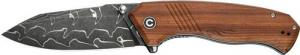 Civivi Knife Placoid 3.67" Wood/Dimascus Blade Liner Lock - C23079DS1