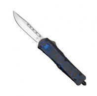 Cobratec Medium FS-3 Fractured (Cerakote) Black/Blue Drop Not Serrated - MFRTBLKBLUDNS
