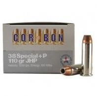 CORBON .38 SPL+P 110GR JHP 20/500 - 38110 CORBON .38 SPL+P 110GR JHP 20/500 - 38110
