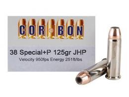 CORBON .38 SPL+P 125GR JHP 20/500 - 38125 CORBON .38 SPL+P 125GR JHP 20/500 - 38125