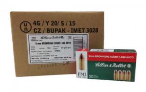 S&B 380ACP 92GR FMJ 1000 RD CASE - SB380