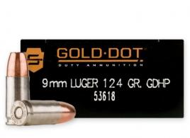 Speer Gold Dot  9mm +P  124 Grain Hollow Point, 50ct Box - 53617