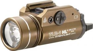 Streamlight TLR-1 HL C4 White LED Light W/Rail FDE 1000 Lumens With Strobe, 2x CR123 Batteries - 69267 Streamlight TLR-1 HL C4 White LED Light W/Rail FDE 1000 Lumens With Strobe, 2x CR123 Batteries - 69267