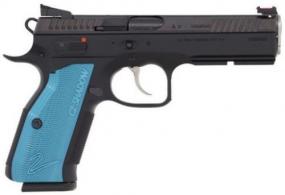 CZ Custom SHADOW 2 ACCU 9MM  Black Poly Blue Grips - 91044