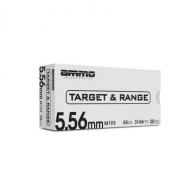 Ammo Inc Target & Range Ammo, 5.56 NATO, 55 Grain, Full Metal Jacket, 20 Rounds - 556055M193-TR20