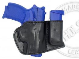 BLACK / RIGHT Bersa Thunder Ultra Compact 45 Holster and Mag Pouch Combo - OWB Leather Belt Holster - 42862260584604