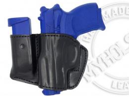 BLACK / LEFT Bersa Thunder Ultra Compact 45 Holster and Mag Pouch Combo - OWB Leather Belt Holster - 42862260650140
