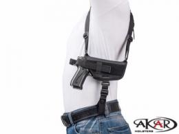 1911 3" 4" 5" Nylon Horizontal Shoulder Holster with Double Mag Pouch RH - KA7204 1911 3" 4" 5" Nylon Horizontal Shoulder Holster with Double Mag Pouch RH - KA7204