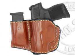 Left / Brown Sig Sauer P365 Holster and Mag Pouch Combo OWB Leather Belt Holster - 42862286569628 Left / Brown Sig Sauer P365 Holster and Mag Pouch Combo OWB Leather Belt Holster - 42862286569628