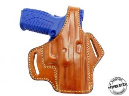 Brown Springfield XDM 40 S&W 3.8" OWB Thumb Break Right Hand Leather Belt Holster - 50MYH105LP