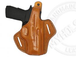BROWN Smith and Wesson 9  & 40 mm Full Size OWB Thumb Break Right Hand Leather Belt Holster - 42862184595612