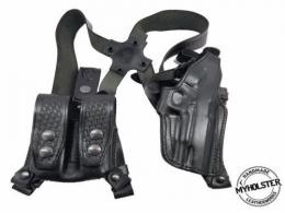 Black Shoulder Holster System with Double Mag Pouch for 1911 semi-autos , MyHolster - 42862365311132