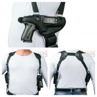 17, 19, 22, 23, 31, 32, 34, 35, 39, 44 Akar Horizontal Shoulder Holster Right Hand, Black Fits -no magazine pouch For Glock - CL224