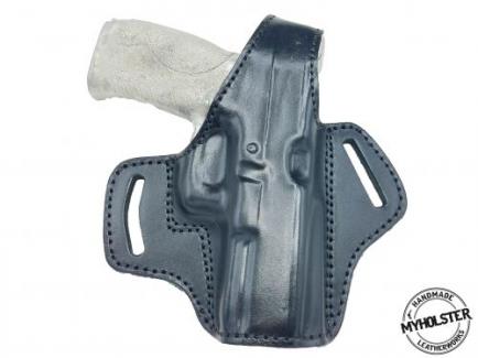 Black Smith & Wesson M&P 9 M2.0 OWB Thumb Break Right Hand Leather Belt Holster - 13MYH105LP_BL