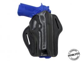 Black BUL Cherokee 9mm Full Size  Vertec Right Hand Open Top Leather Belt Holster - 2MYH105OT_BL