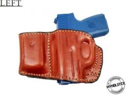 Brown / Left For Glock 43 Holster and Mag Pouch Combo - OWB Leather Belt Holster - 30MYH107LP___Le_Br