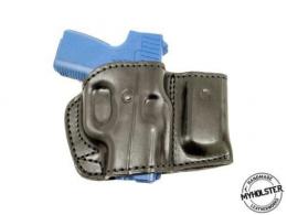 Black / Right For Glock 43 Holster and Mag Pouch Combo - OWB Leather Belt Holster - 30MYH107LP___Ri_Bl