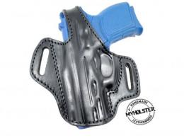 Black / Left For Glock 43 w/ Crimson Trace OWB Thumb Break Leather Belt Holster - Choose Your Hand and Color - 49MYH105LP_BL_LH