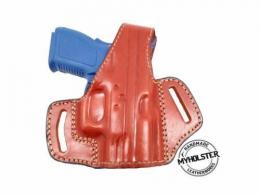 BROWN / RIGHT OWB Thumb Break Leather Belt Holster Fits Glock 43 w/ Crimson Trace - 49MYH105LP_BR