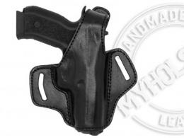 Black CZ P-01 OMEGA 9MM OWB Thumb Break Leather Right Hand Belt Holster - 4MYH105LP_BL